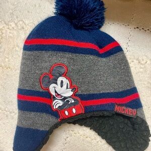 Disney Mickey Mouse Striped Hat - Navy and Charcoal‎ Kids Beanie Winter ski hat